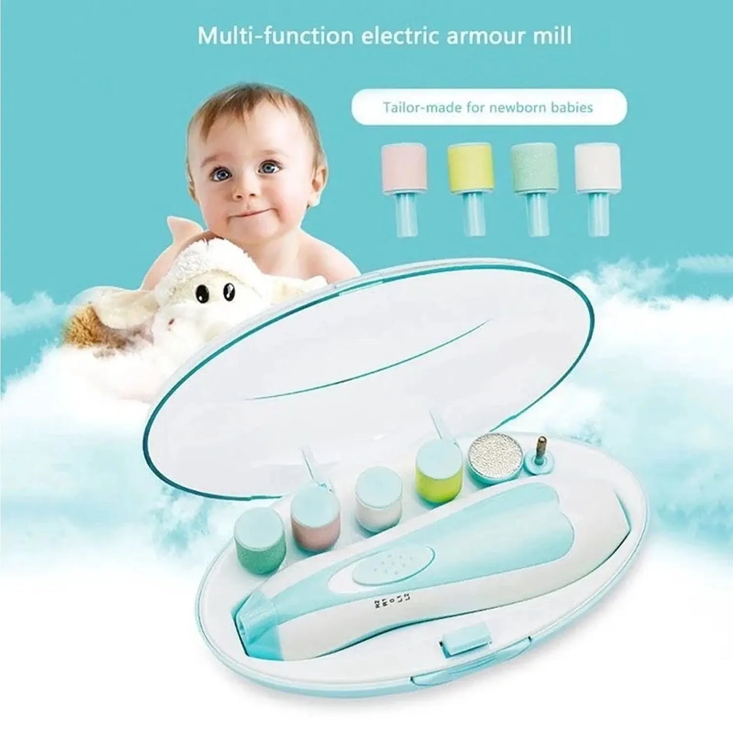 Taille ongles électrique 6 en 1 pour bébé, coupe ongle, ciseaux pour enfants, soins des ongles pour bébé, manucure, bleu, rose