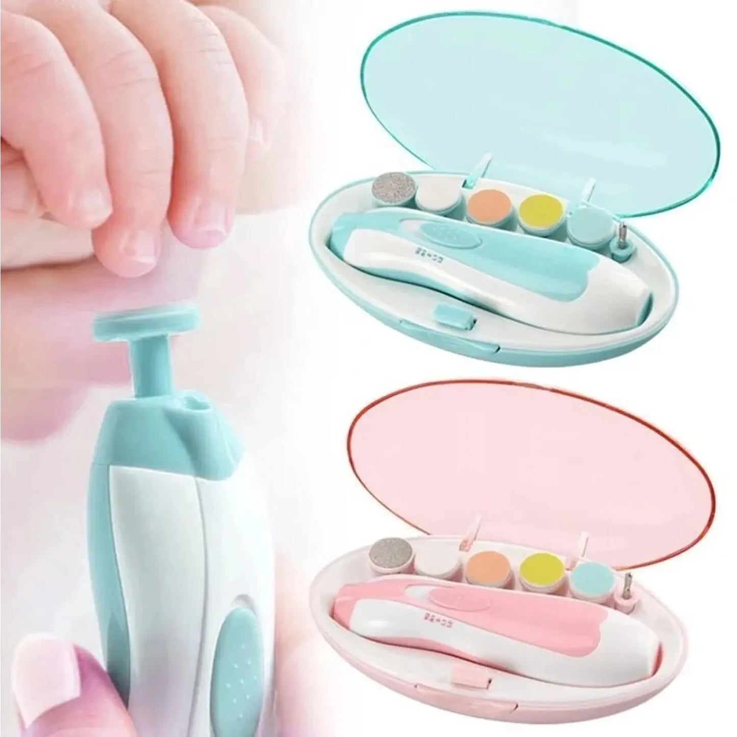 Taille ongles électrique 6 en 1 pour bébé, coupe ongle, ciseaux pour enfants, soins des ongles pour bébé, manucure, bleu, rose